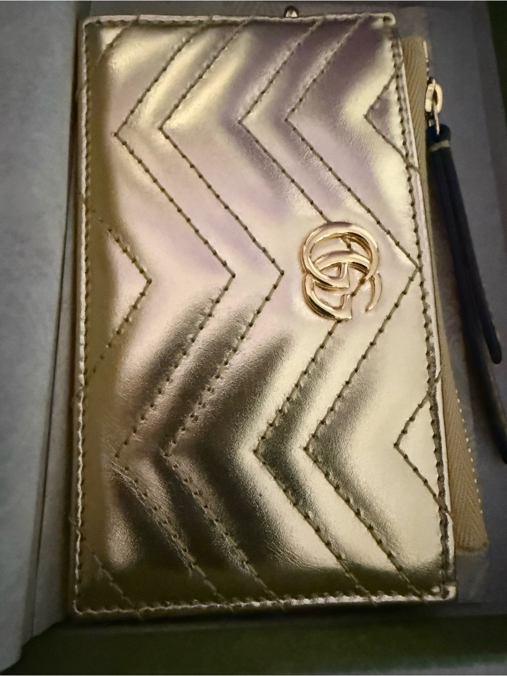 Gucci Gold Wallet with keychain. Brand New